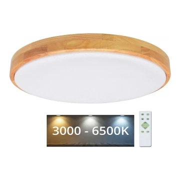 LED Dimmable ceiling light LENA LED/60W/230V 3000-6500K oak + remote control
