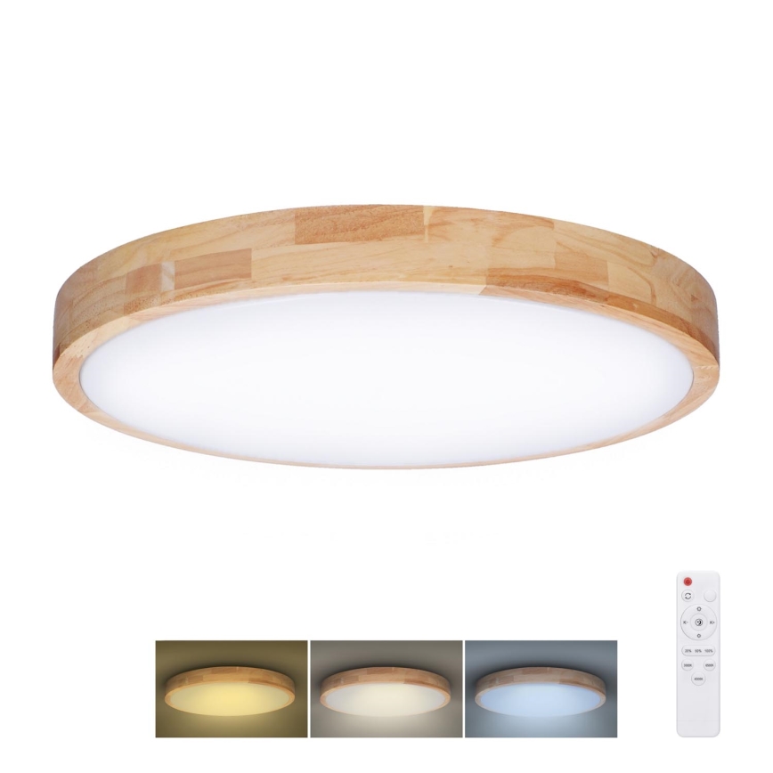 LED Dimmable ceiling light SOLID OAK LED/48W/230V 3000-6500K oak d. 39 cm + remote control