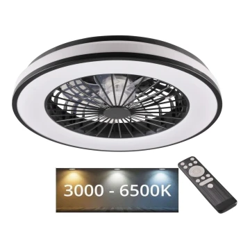 LED Dimmable ceiling light with a fan LED/48W/230V 3000-6500K black + remote control