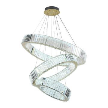 LED Dimmable crystal chandelier on a string LED/115W/230V 3000-6500K chrome/gold + remote control