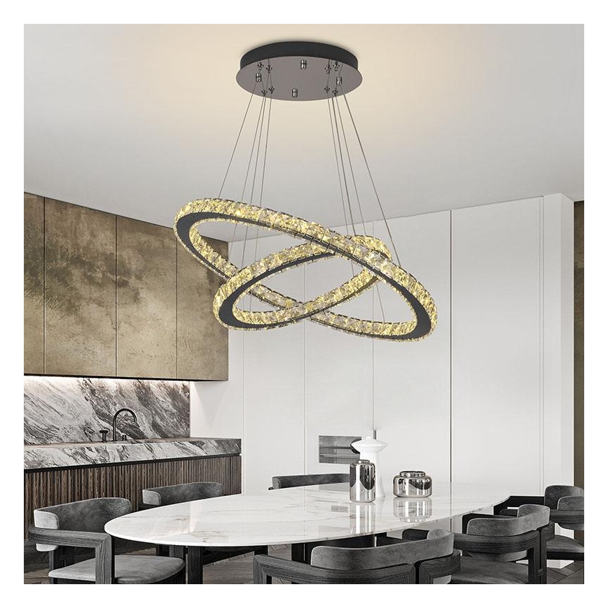 LED Dimmable crystal chandelier on a string LED/115W/230V 3000-6500K silver + remote control