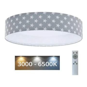 LED Dimmable children's ceiling light SMART GALAXY KIDS LED/24W/230V 3000-6500K stars grey/white + remote control