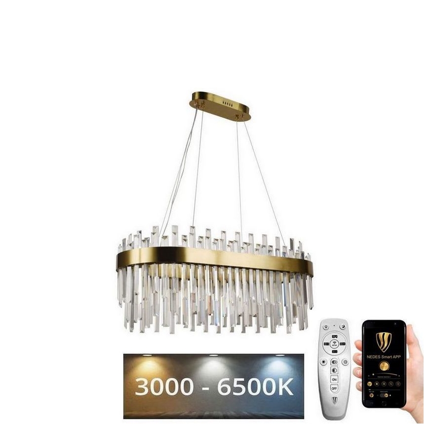 LED Dimmable crystal chandelier on a string LED/100W/230V 3000-6500K gold + remote control