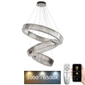 LED Dimmable crystal chandelier on a string LED/115W/230V 3000-6500K chrome + remote control