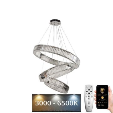 LED Dimmable crystal chandelier on a string LED/115W/230V 3000-6500K chrome + remote control