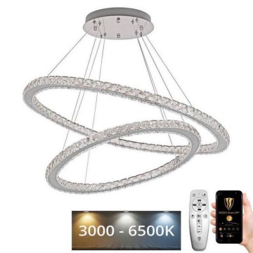 LED Dimmable crystal chandelier on a string LED/160W/230V 3000-6500K silver + remote control