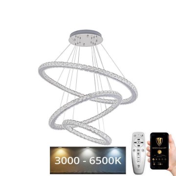 LED Dimmable crystal chandelier on a string LED/210W/230V 3000-6500K silver + remote control