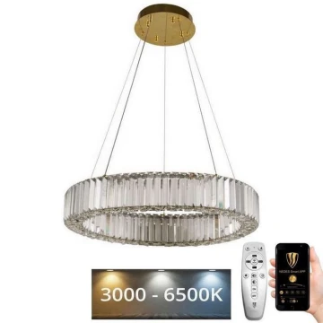 LED Dimmable crystal chandelier on a string LED/40W/230V 3000-6500K chrome/gold + remote control