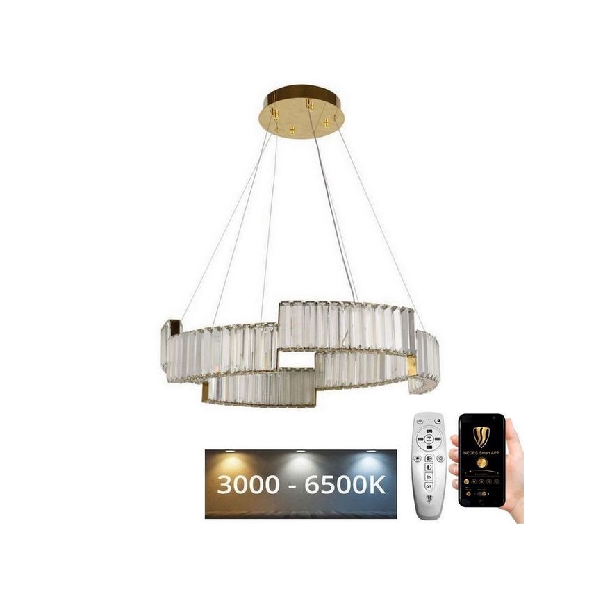 LED Dimmable crystal chandelier on a string LED/40W/230V 3000-6500K gold + remote control