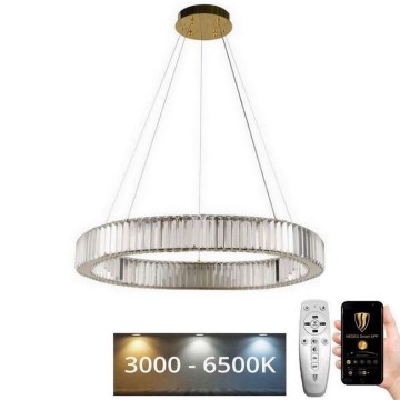 LED Dimmable crystal chandelier on a string LED/50W/230V 3000-6500K chrome/gold + remote control