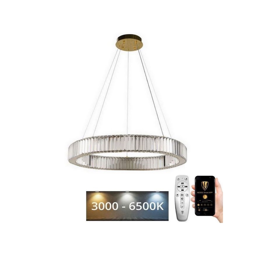 LED Dimmable crystal chandelier on a string LED/50W/230V 3000-6500K chrome/gold + remote control