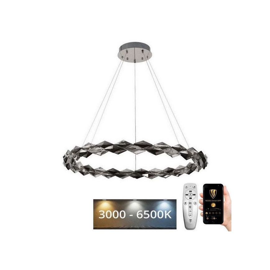 LED Dimmable crystal chandelier on a string LED/55W/230V 3000-6500K chrome + remote control