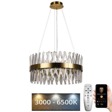 LED Dimmable crystal chandelier on a string LED/80W/230V 3000-6500K gold + remote control