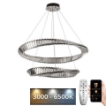 LED Dimmable crystal chandelier on a string LED/90W/230V 3000-6500K chrome + remote control