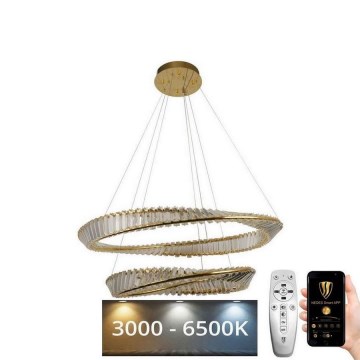 LED Dimmable crystal chandelier on a string LED/90W/230V 3000-6500K gold/chrome + remote control