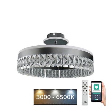 LED Dimmable crystal surface-mounted chandelier LED/75W/230V 3000-6500K chrome + remote control