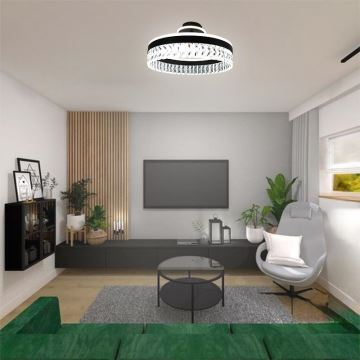 LED Dimmable crystal surface-mounted chandelier LED/75W/230V 3000-6500K black + remote control