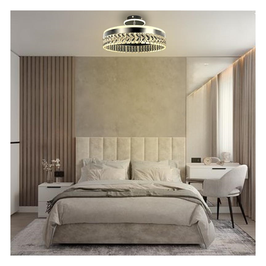 LED Dimmable crystal surface-mounted chandelier LED/75W/230V 3000-6500K chrome + remote control