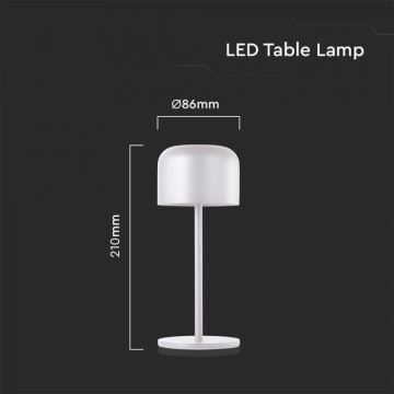 LED Dimmable rechargeable touch table lamp LED/1,5W/5V 2700-5700K IP54 2200 mAh white