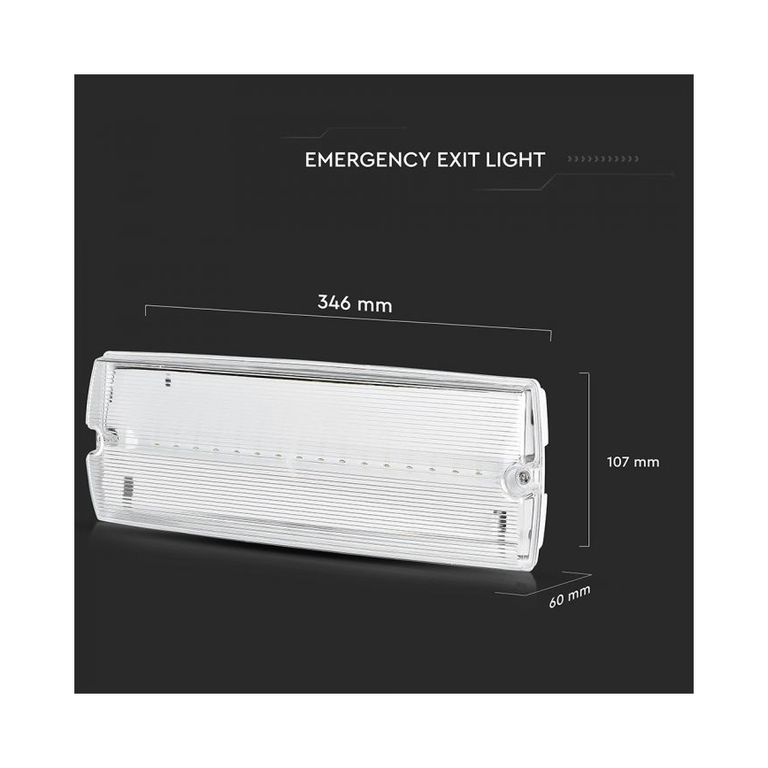 LED Emergency light EMERGENCY EXIT LED/3W/230V IP65 6000K 1200mAh