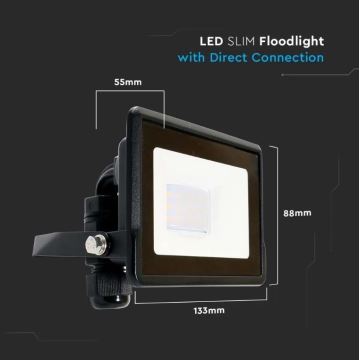 LED Floodlight with direct connection SAMSUNG CHIP LED/10W/230V IP65 6500K black