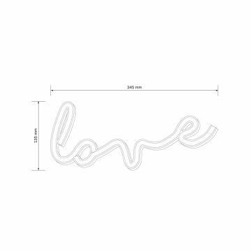 LED Neon wall decoration LOVE LED/3W/3xAA USB red