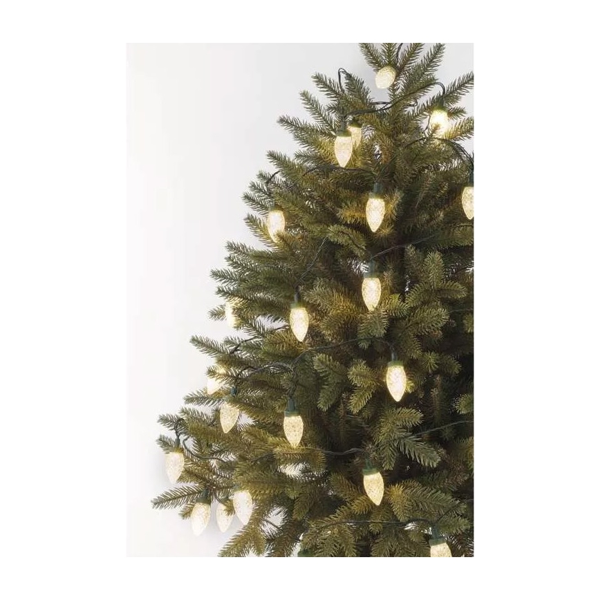 LED Outdoor Christmas chain 50xLED/8 functions 14,8 m IP44 warm white