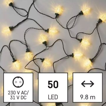 LED Outdoor Christmas chain 50xLED/8 functions 14,8 m IP44 warm white