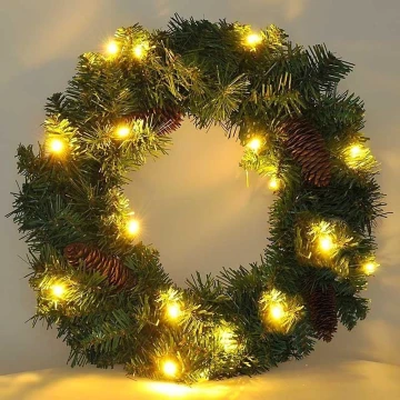 LED Outdoor Christmas wreath 15xLED/3xAA IP44