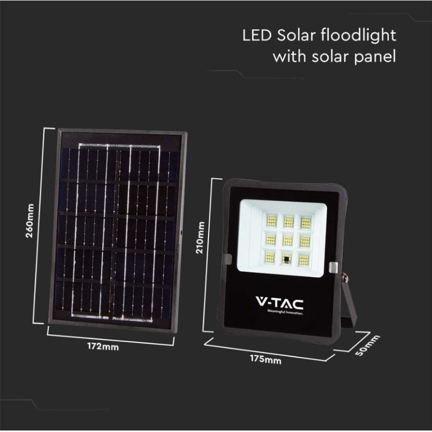 LED Outdoor solar floodlight LED/6W/3,2V 6400K IP65 + remote control