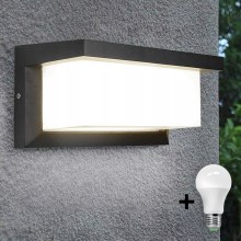 LED Outdoor wall light with a dusk sensor NEELY 1xE27/9W/230V IP54 anthracite