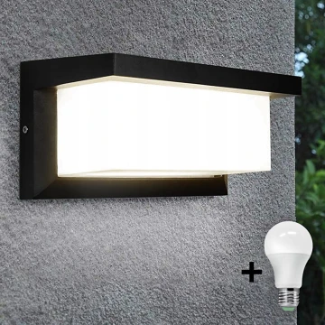 LED Outdoor wall light with bulb with dusk sensor NEELY 1xE27/9W/230V IP54 black
