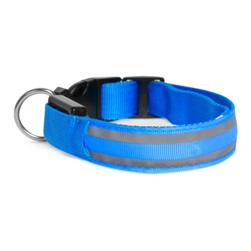 LED Rechargeable dog collar 35-43 cm 1xCR2032/5V/40 mAh blue