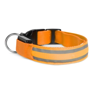 LED Rechargeable dog collar 35-43 cm 1xCR2032/5V/40 mAh orange