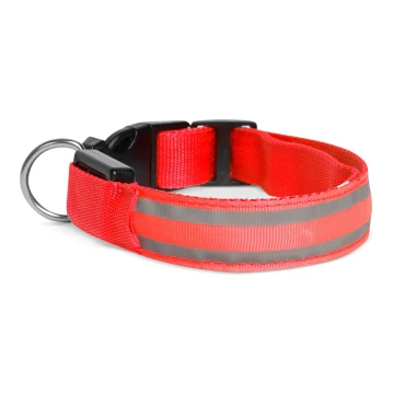 LED Rechargeable dog collar 35-43 cm 1xCR2032/5V/40 mAh red