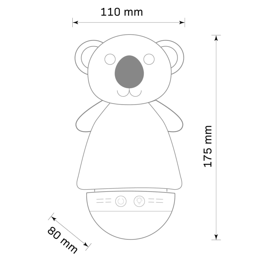 LED RGB Children's night small lamp with a melody 3xAAA/5V koala