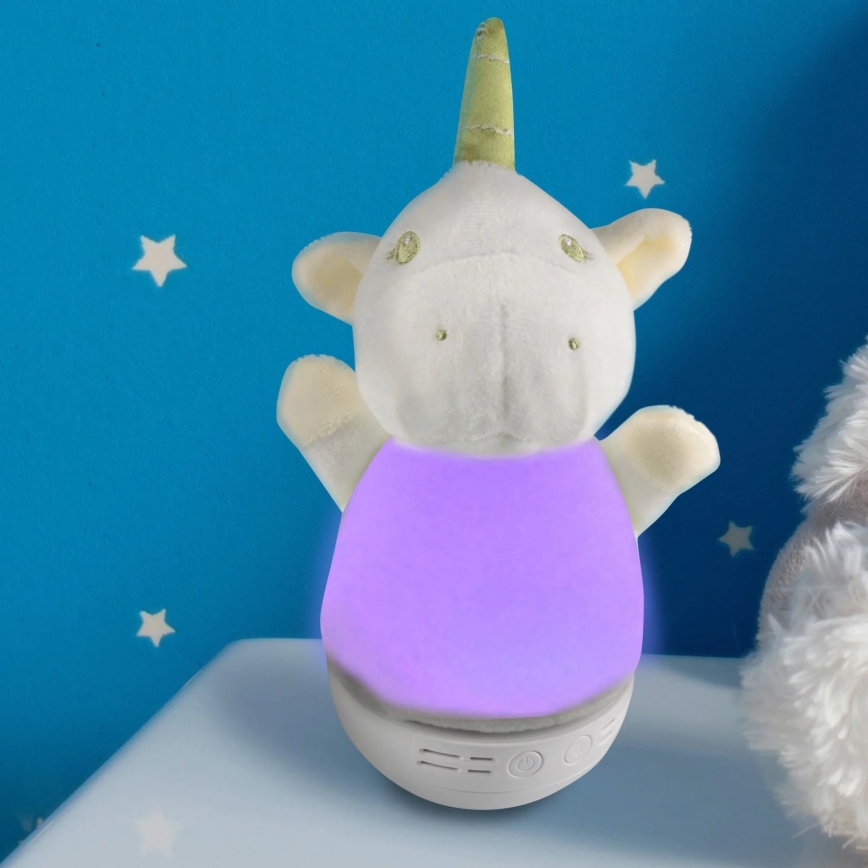 LED RGB Children's night small lamp with a melody 3xAAA/5V unicorn