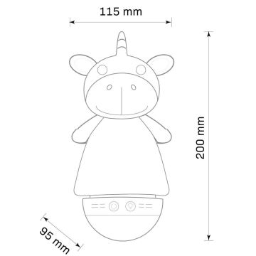 LED RGB Children's night small lamp with a melody 3xAAA/5V unicorn