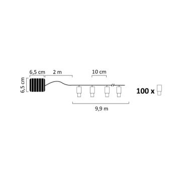 LED Solar chain SHINE 100xLED/1,2V 11, 9 m IP44