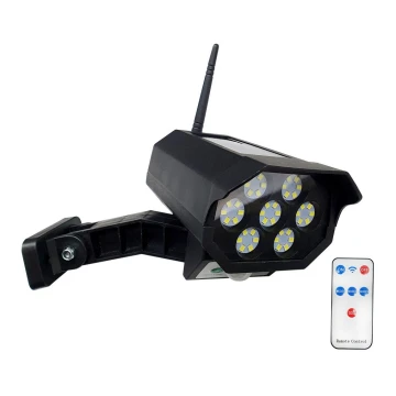 LED Solar dummy security camera with sensor LED/3,7V IP44 black + remote control