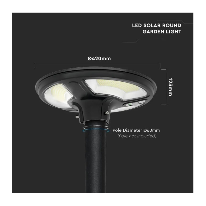 LED Solar street lamp with a sensor LED/10W/3,2V 6500K IP65 + remote control