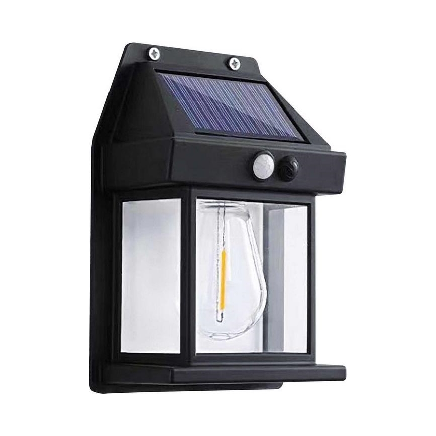 LED Solar wall light with sensor LANTER LED/1W/3,7V IP44 black