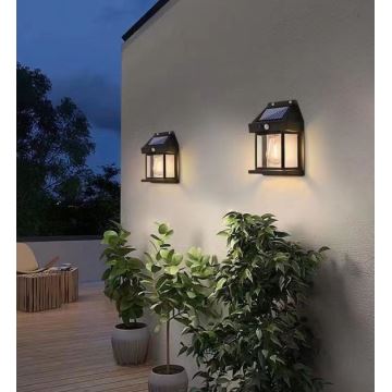 LED Solar wall light with sensor LANTER LED/1W/3,7V IP44 black