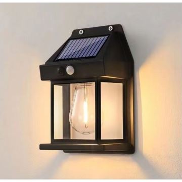 LED Solar wall light with sensor LANTER LED/1W/3,7V IP44 black