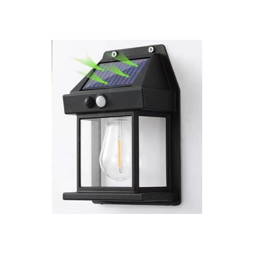 LED Solar wall light with sensor LANTER LED/1W/3,7V IP44 black