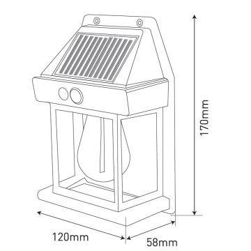 LED Solar wall light with sensor LANTER LED/1W/3,7V IP44 black