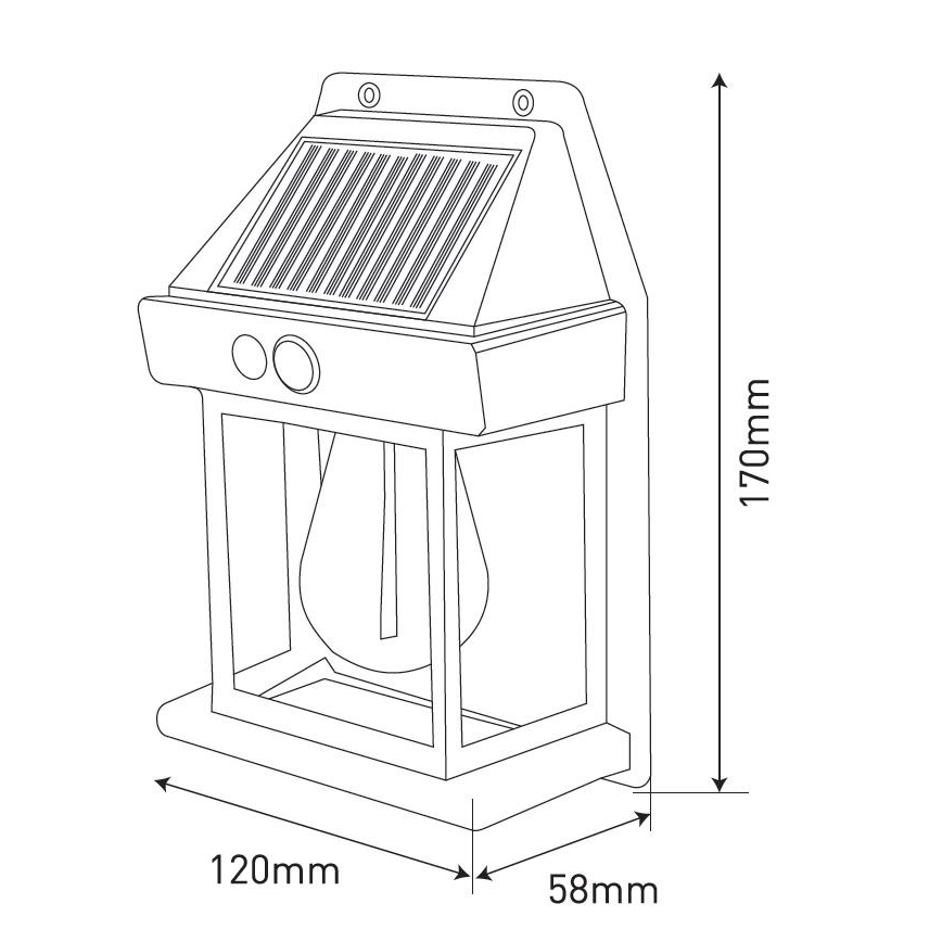 LED Solar wall light with sensor LANTER LED/1W/3,7V IP44 black