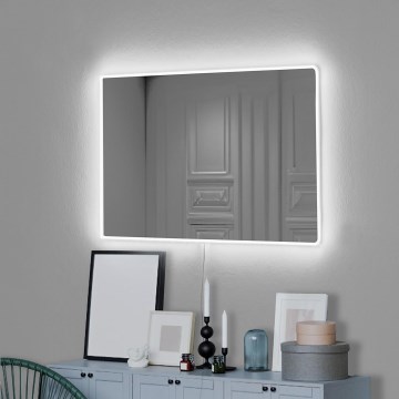 LED Wall mirror with a backlight RECTANGULAR 60x40 cm white