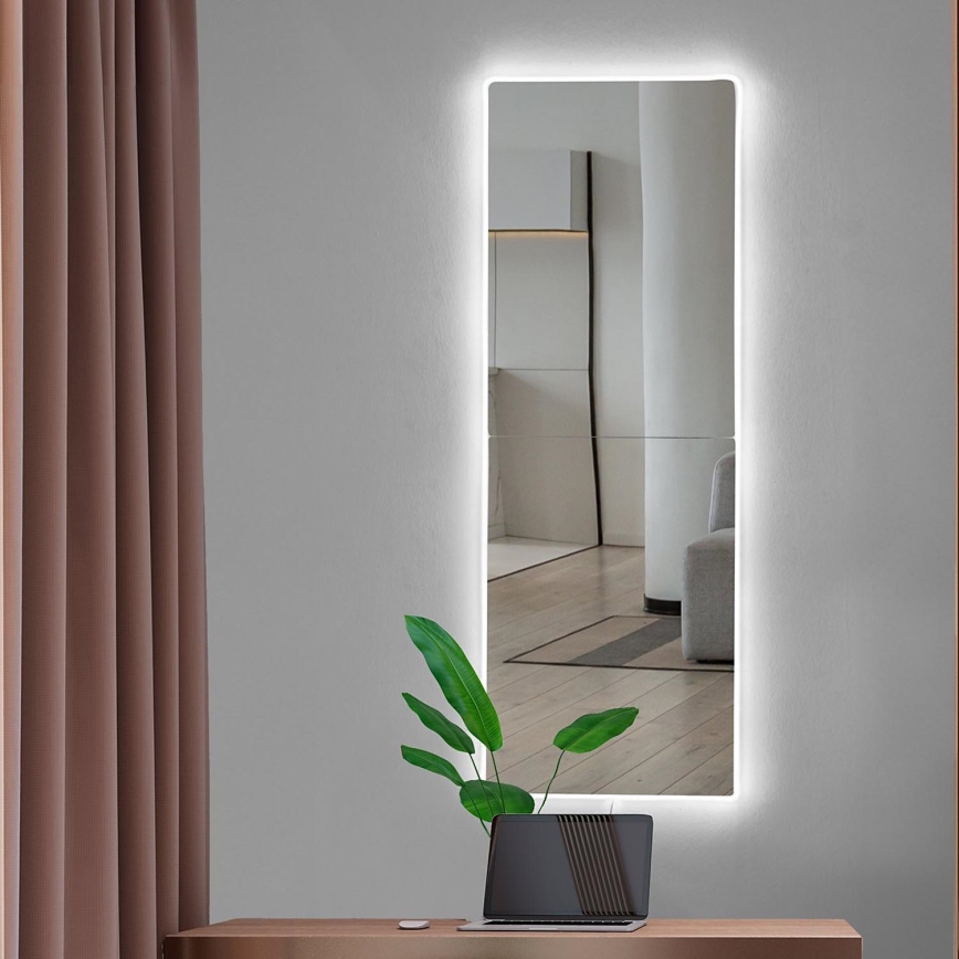 LED Wall mirror with a backlight RECTANGULAR 80x20 cm white