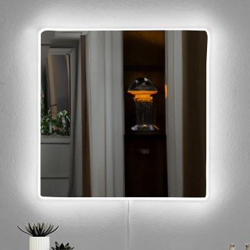 LED Wall mirror with a backlight SQUARE 50x50 cm white